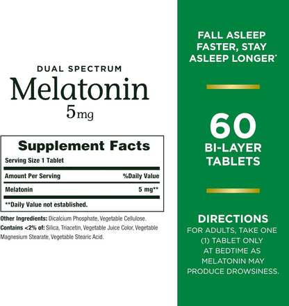 Nature's Bounty Melatonina 5mg Dual Spectrum, 60 tabletas