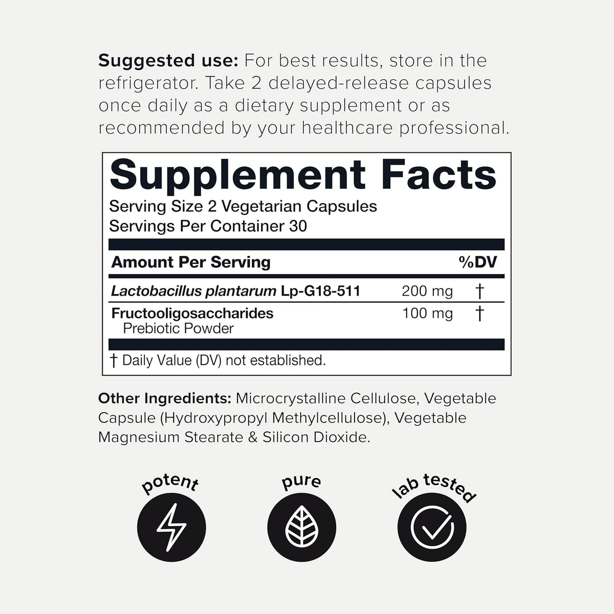 Toniiq Lactobacillus Plantarum - 100 mil millones de UFC, 60 Capsulas