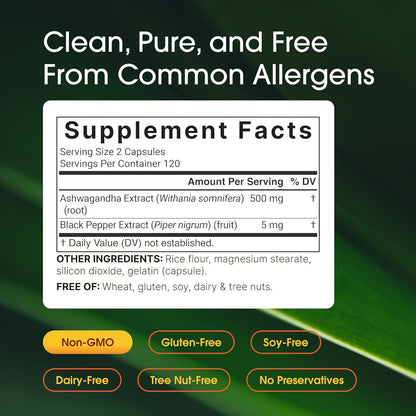 Nature Bell , Ashwagandha 12,500mg con pimienta negra - 240 capsulas