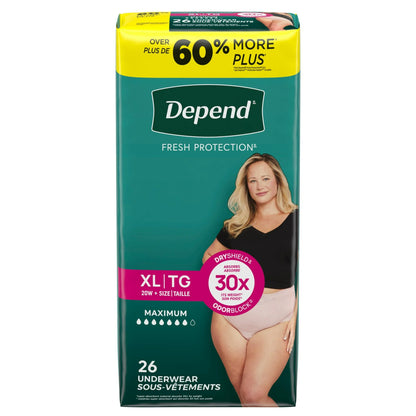 Depend Ropa Interior para Incontinencia Fresca Protección para Mujer, Pañales para Adultos