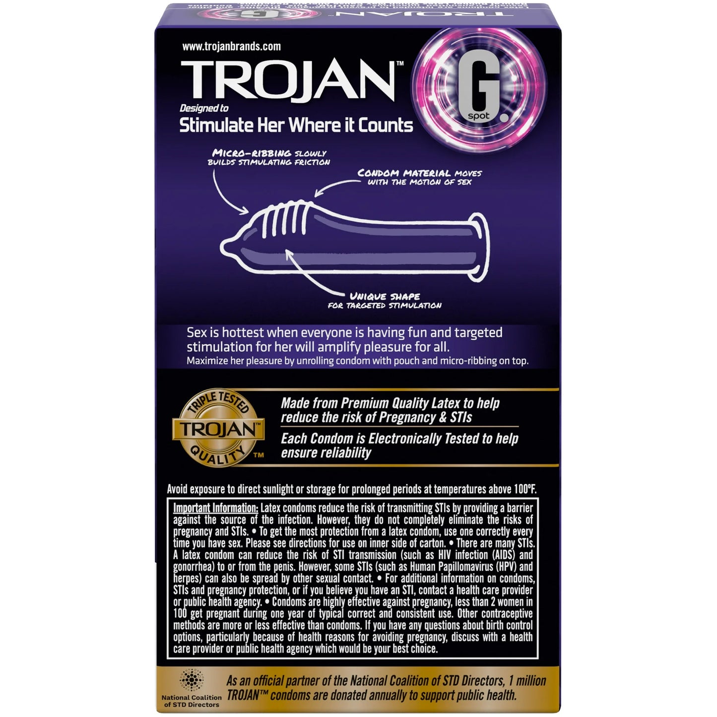 G. Spot Trojan Condones Lubricados Premium - 10 Unidades