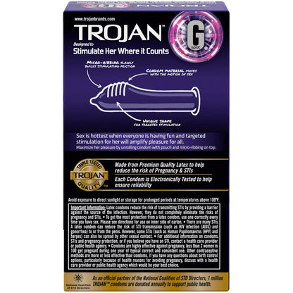 G. Spot Trojan Condones Lubricados Premium - 10 Unidades