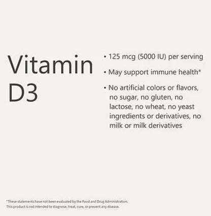Walgreens Vitamin D3 125 mcg (5000 IU) , 300 Softgels