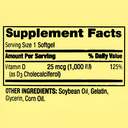 VITAMINA D3 SPRING VALLEY 25 MCG- 1,000 IU - CAPSULAS  DE GEL