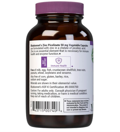 Bluebonnet Nutrition Picolinato de zinc 50mg