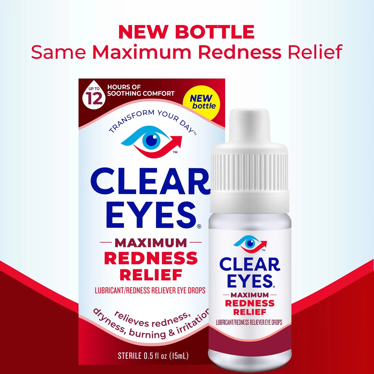 CLEAR EYES Maximo alivio gotas para los ojos enrojecidos - lubricante, 0.5 oz (15ml)