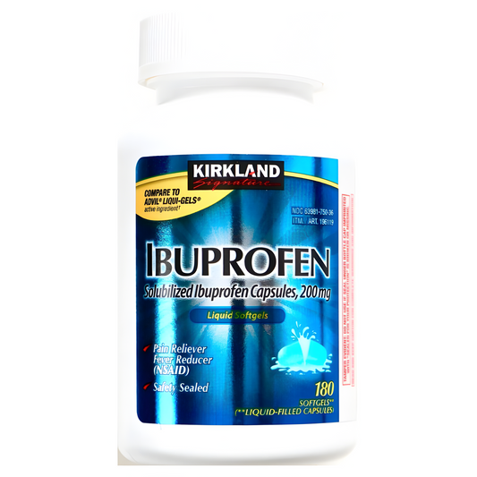 Kirkland, ibuprofenos de 200 mg 180 cápsulas blandas, alivia dolor y fiebre