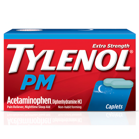 Tylenol PM Extra Fuerte - Alivia el dolor + Ayuda al descanso nocturno, 225 Tabletas.