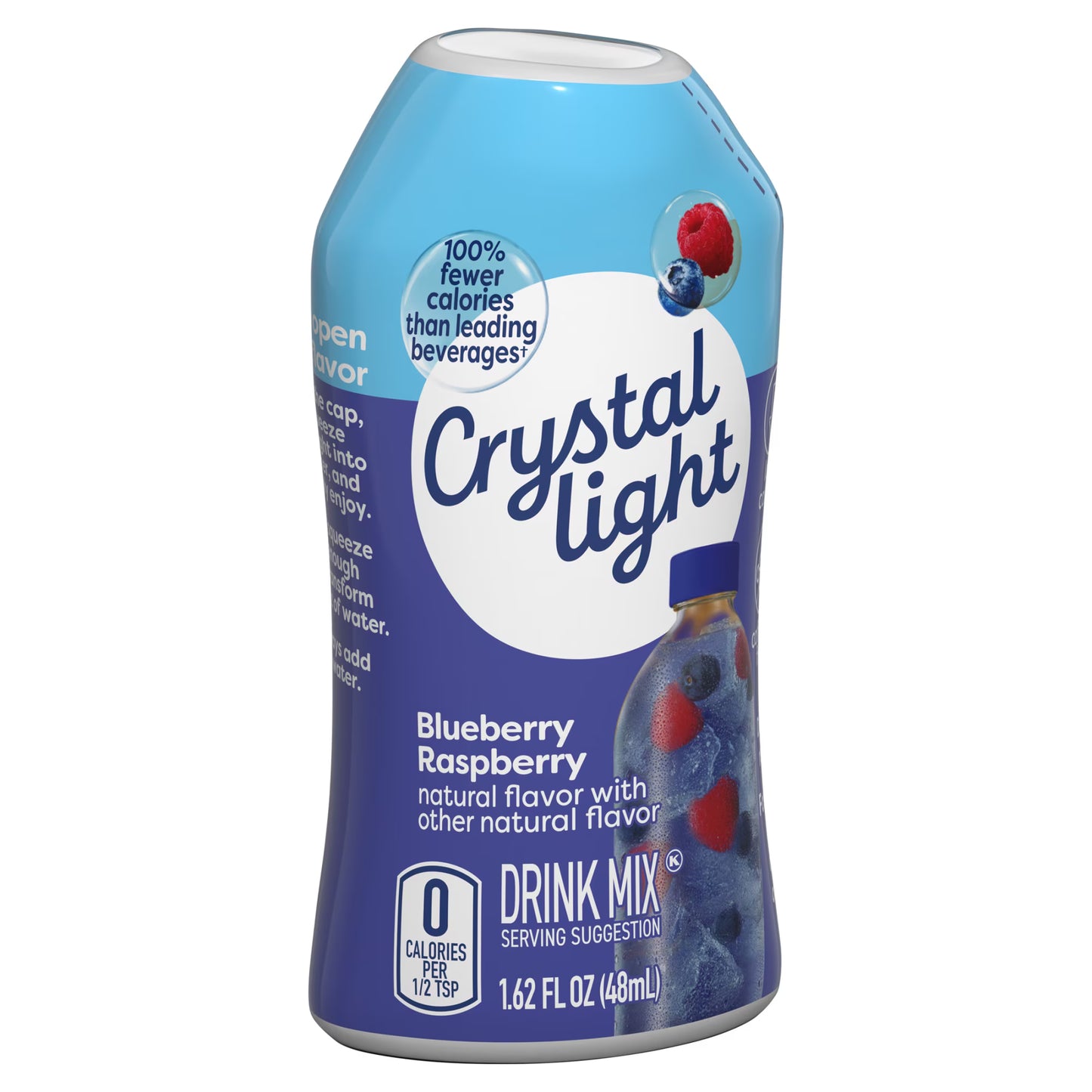Mezcla líquida para bebida Crystal Light con sabor natural a arándano y frambuesa, botella de 47 gr