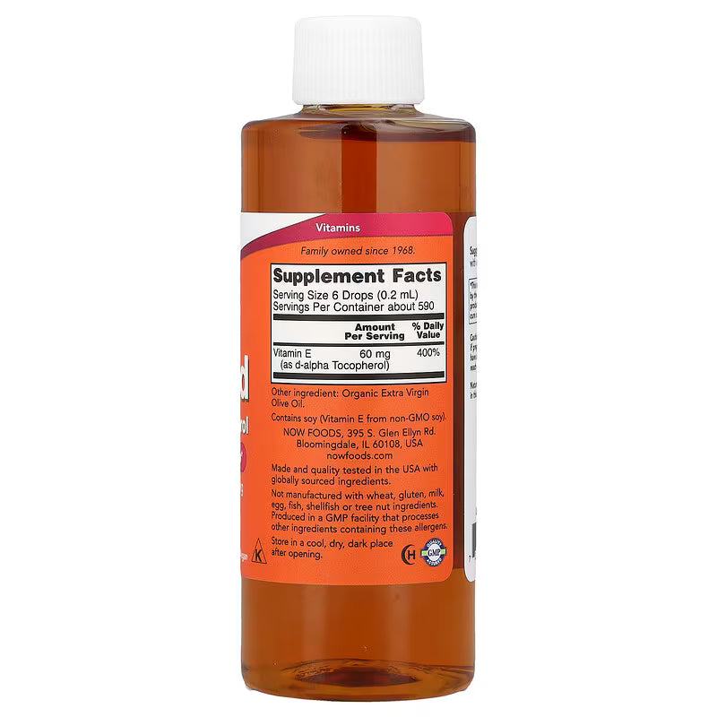 NOW Foods, Vitamina E líquida, D-alfa tocoferol, 118 ml