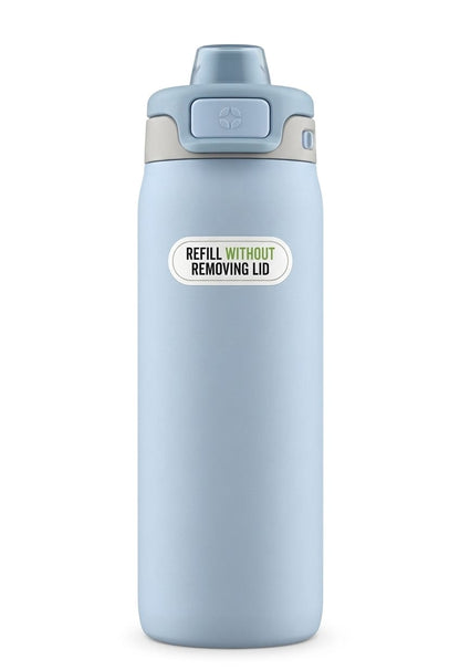 Ello - Botella de agua Pop & Fill, acero inoxidable 22OZ/651ml