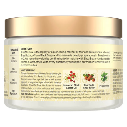 SheaMoisture- Acondicionador sin enjuague para restaurar la fuerza del cabello y controlar el frizz, 326g