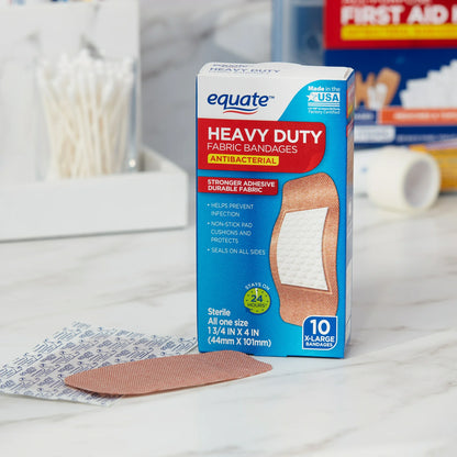 Equate Antibacterial Heavy Duty Fabric Bandages - 10 unidad