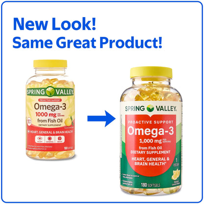 Spring Valley Proactive Support Omega-3, 1000 mg, Cápsulas Blandas