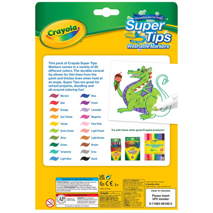 Rotuladores lavables Crayola Super Tips, 20 uni