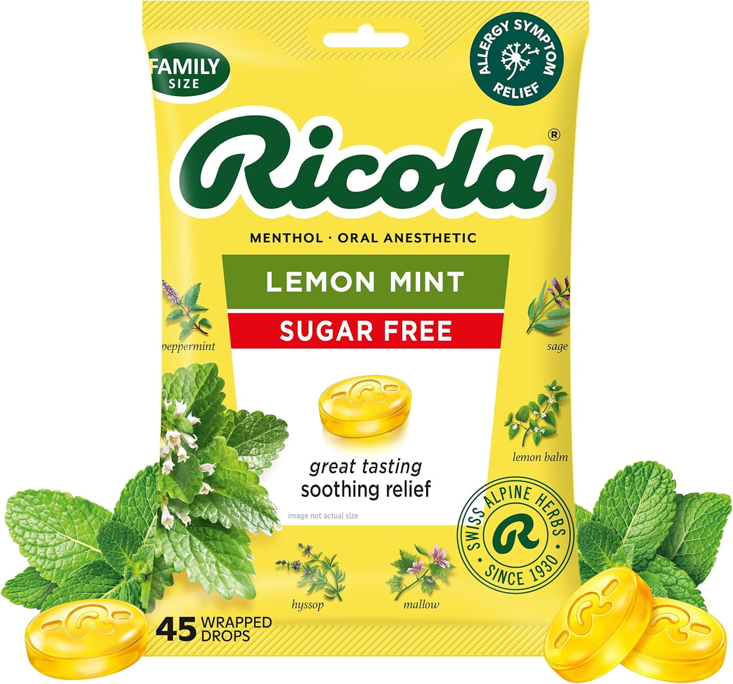 Ricola Gotas supresoras de la tos de hierbas sin azúcar y menta y limón
