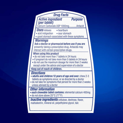 TUMS Tabletas antiácidas masticables ultra fuertes para aliviar la acidez estomacal, menta, 160 unidades