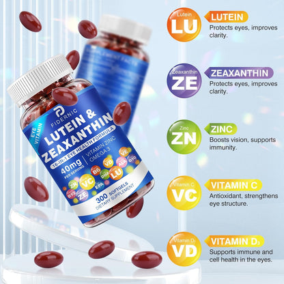 Suplemento de luteína y zeaxantina AREDS 2 Plus+, 40 mg de luteína y 8 mg de zeaxantina  - 300 cápsulas blandas