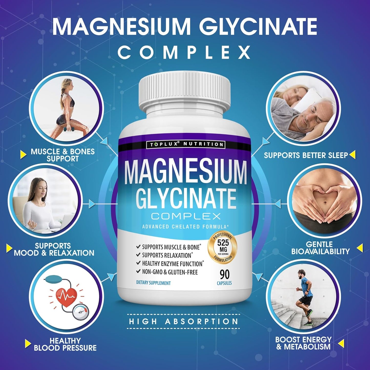 Toplux Magnesium Glycinate Complex 90 Cápsulas