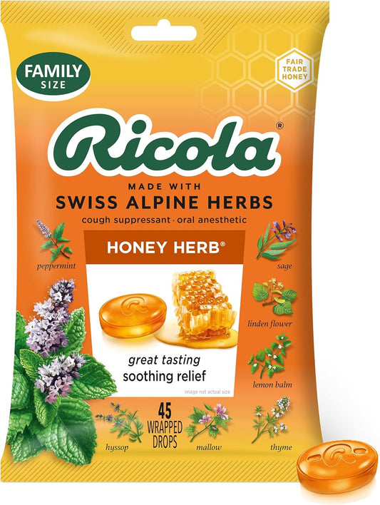 Ricola Honey Herb 45 caramelos para la tos - Alivio calmante de gran sabor.