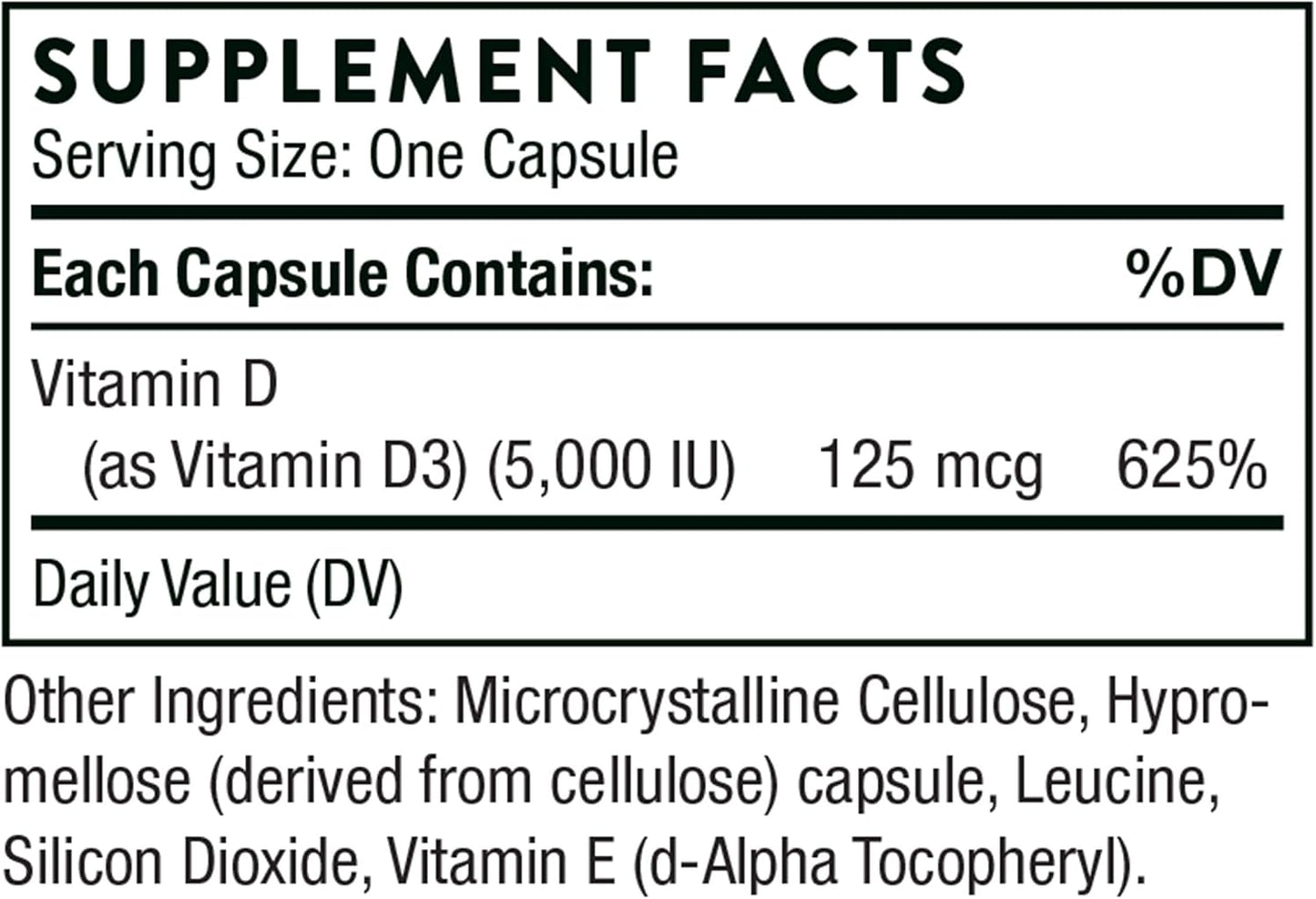 Thorne - Vitamina D- 5,000 - 60 capsulas