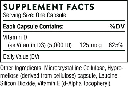 Thorne - Vitamina D- 5,000 - 60 capsulas