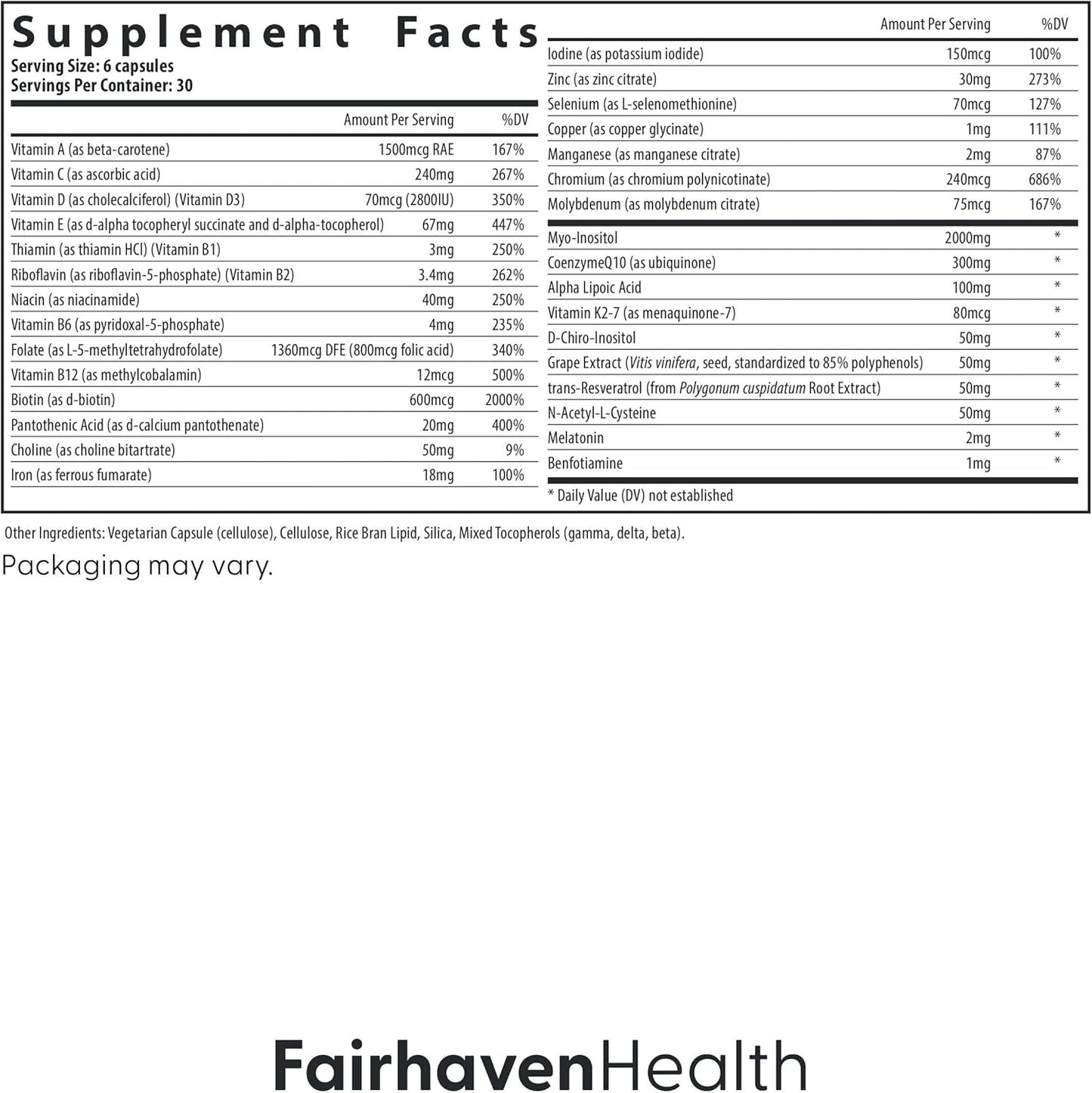 Fairhaven Health FH Pro para Mujeres | Suplementos de Fertilidad, 180 capsulas