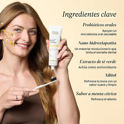 Boka Pasta dental con Probioticis y  Nano Hydroxyapatite sin Fluor Dental  Citrus Mint 96 gr.