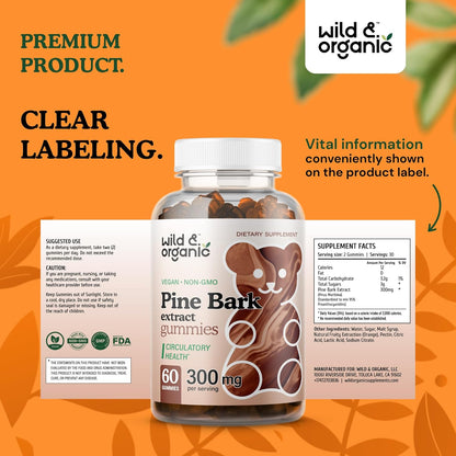 Wild & Organic - Pine Bark extract 300mg, 60 gummies