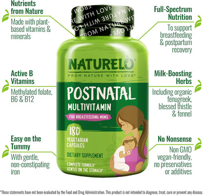 Naturelo, Post-natal multivitaminico, 180 capsulas vegetarianas