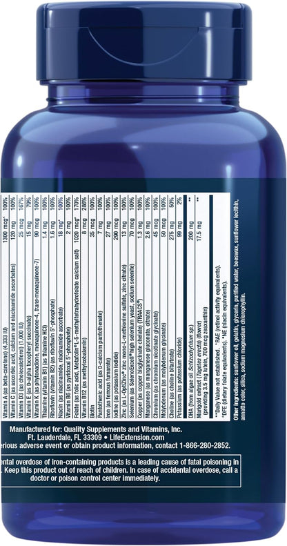 Life Extension Prenatal Advantage 120 softgels multivitamínico completo - Choline + Ácido Fólico + DHA