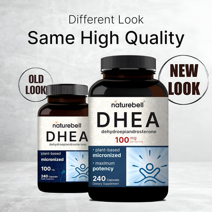 NatureBell DHEA 100mg, 240 Capsules Extrafuerte, grado micronizado para una mejor absorción