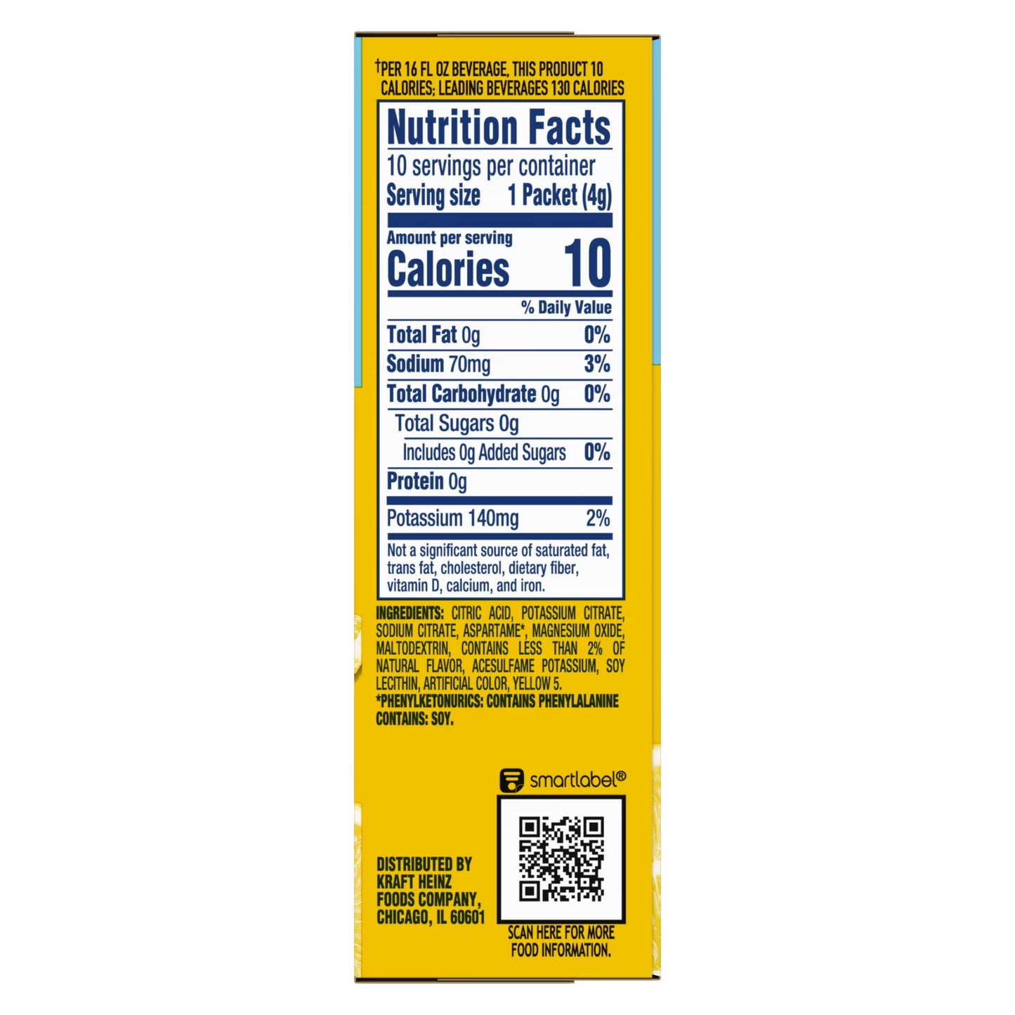 Crystal Light - Mezcla para bebida sabor natural a limonada, 10 paquetes individuales