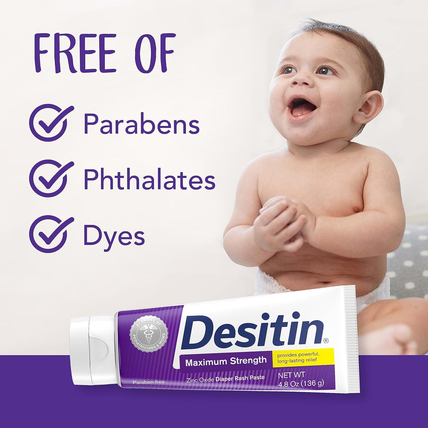 Desitin Crema Para Escaldaduras y rozadura del pañal de  Bebe - 136gr.