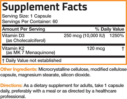 Bronson Vitamina K2 +  D3  Extra Fuerte 120 Capsulas