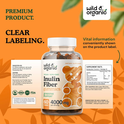 Wild & Organic - Inulin Fiber 4000mg, 60 gummies