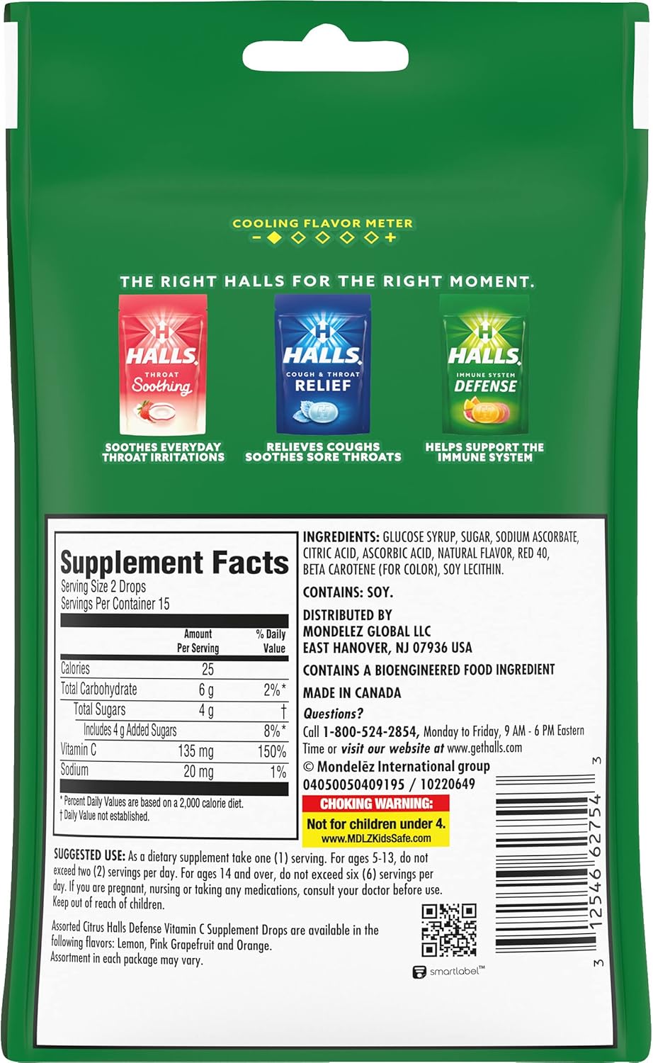 HALLS Immune SYSTEM DEFENSE - sabores citrus, 30 caramelos