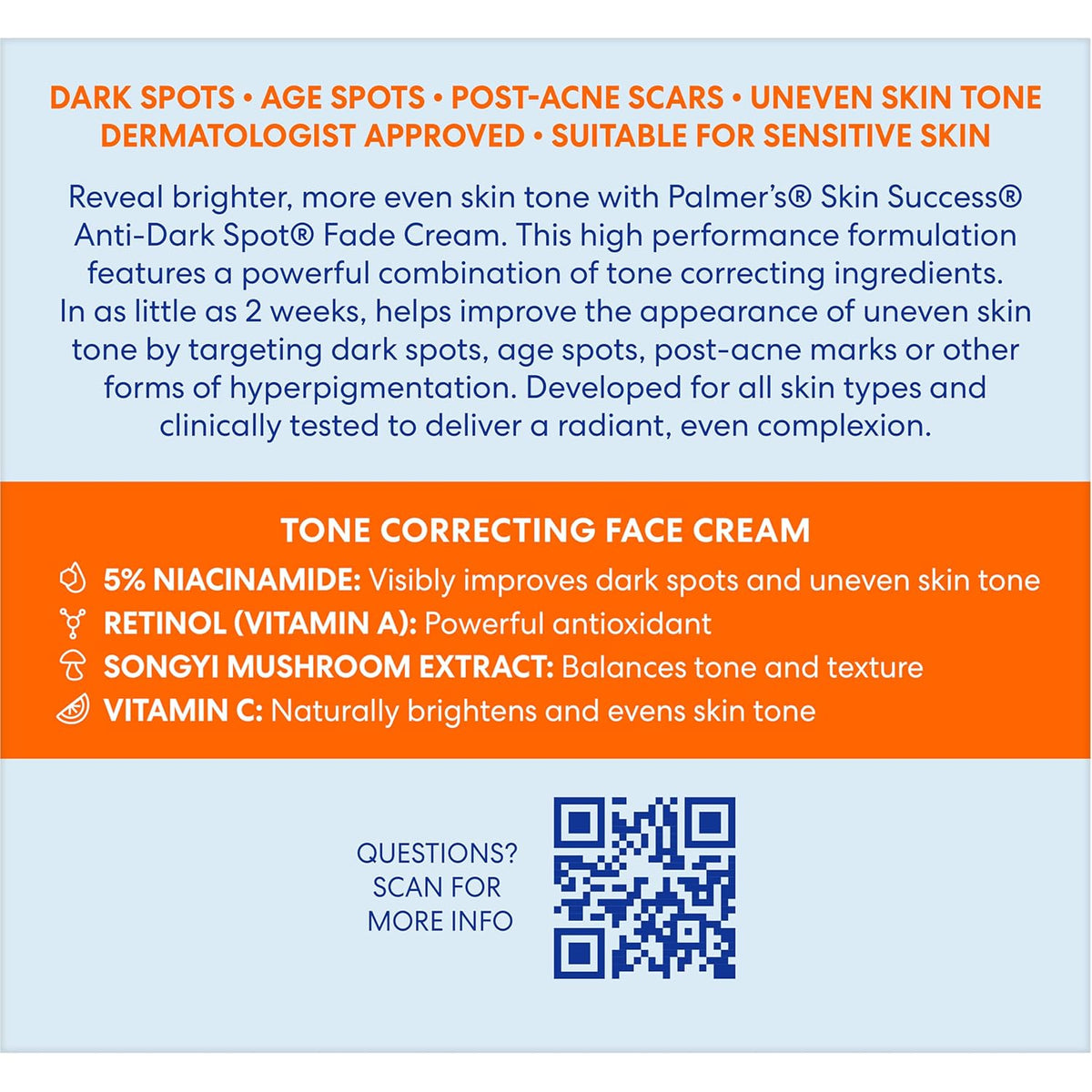Palmer's Skin Success Crema Desvanecedora Anti-Manchas Oscuras con Vitamina E y Niacinamida, 75g