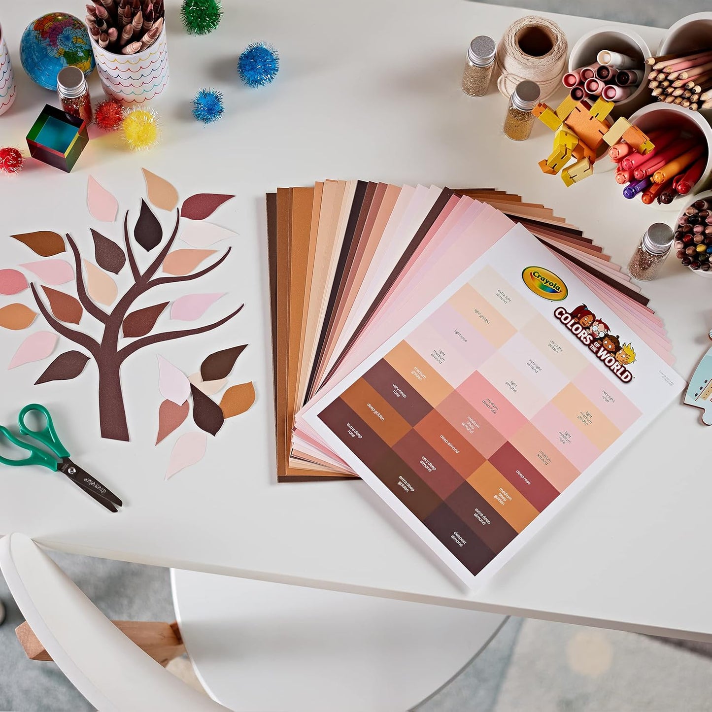 Crayola Papel de construcción en colores del mundo, 21 cm x 27 cm 24 colores, suministros para manualidades, 48 hojas