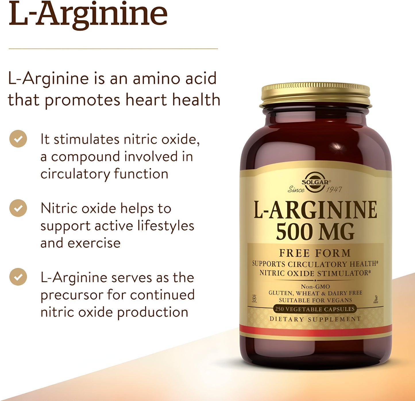 L-arginine 500mg- Solgar , capsulas