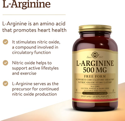 L-arginine 500mg- Solgar , capsulas