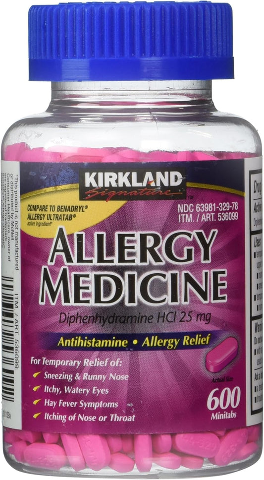 Allergy Medicine Kirkland Signature, Difenhidramina Hci 25 mg 600 minitabletas.