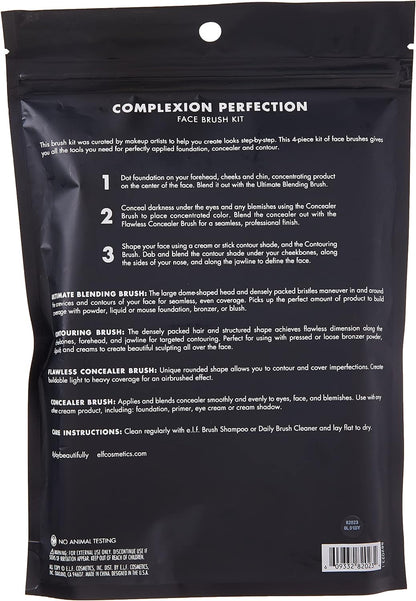 Elf Complexion Perfection Brush Kit, brochas de maquillaje para corrector y base, fabricadas con cerdas sintéticas libres de crueldad animal