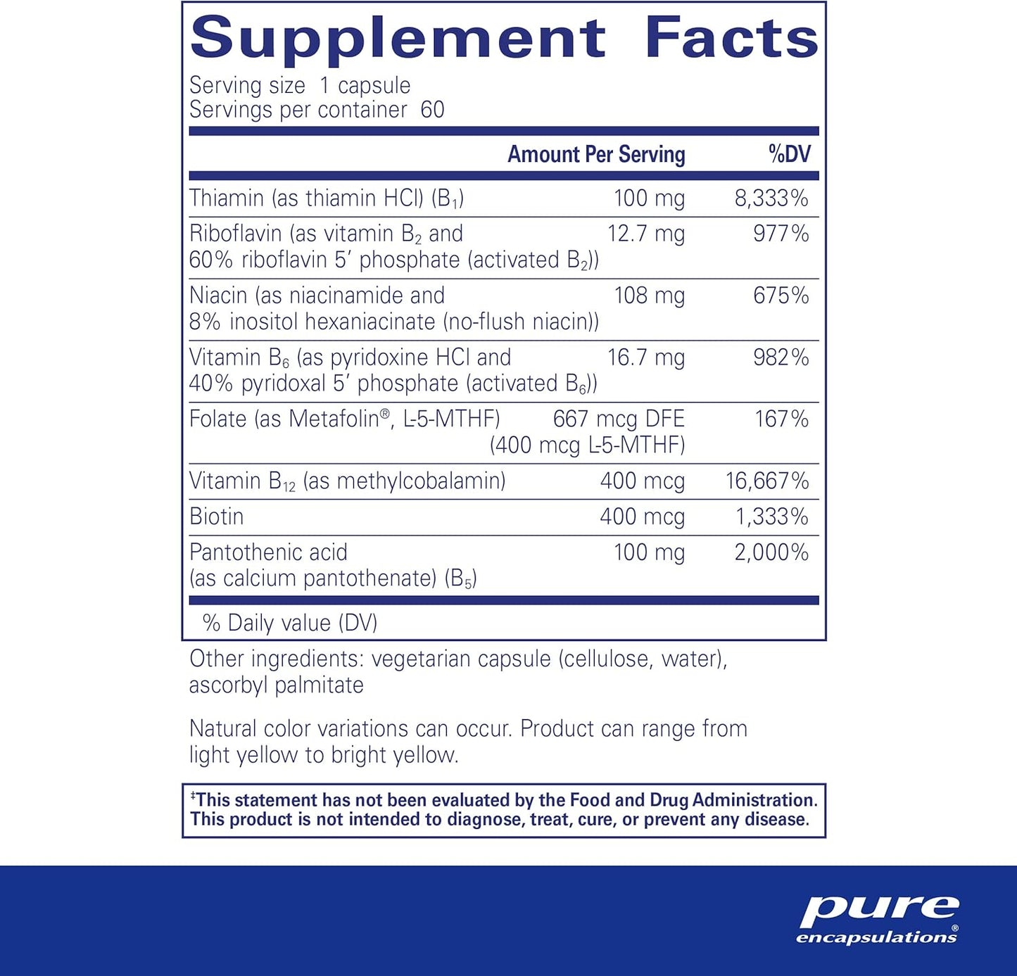 Pure Encapsulations - B- complex plus, 60 capsulas
