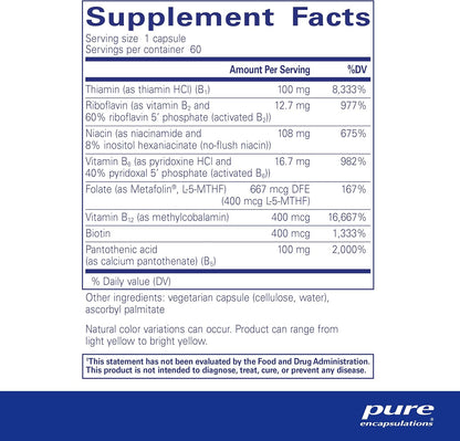 Pure Encapsulations - B- complex plus, 60 capsulas