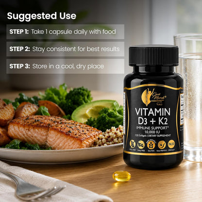 Coco March - Vitamina D3 + K2 10,000 IU - 120 capsulas