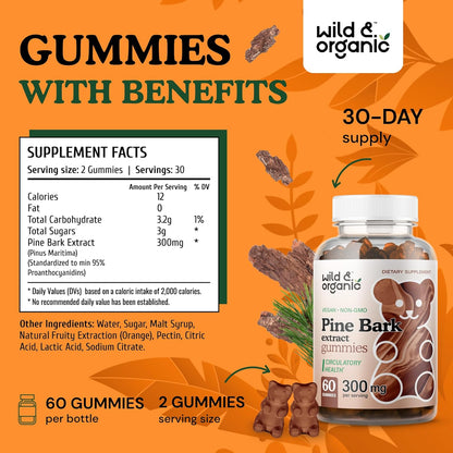 Wild & Organic - Pine Bark extract 300mg, 60 gummies
