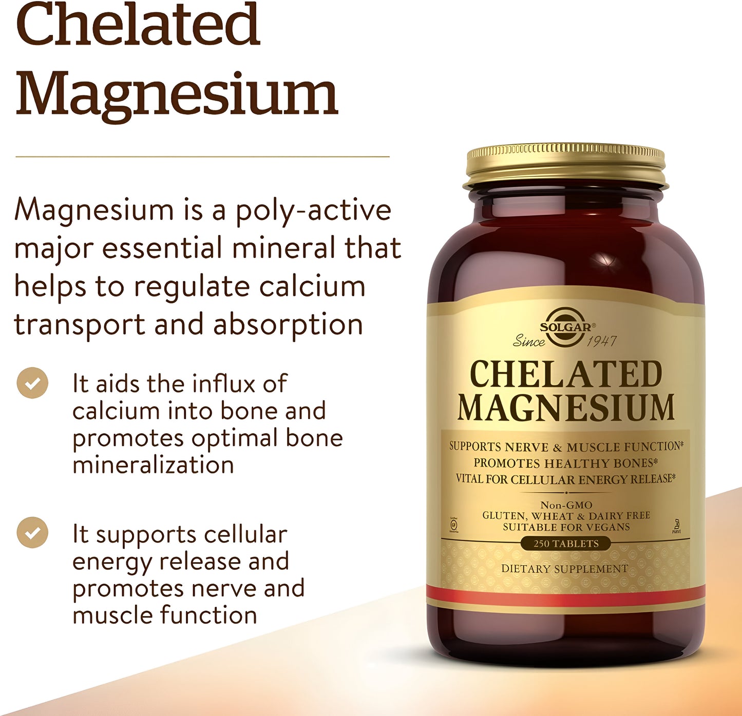 Solgar Magnesio Quelado Solgar 400 mg , 250 Tabletas