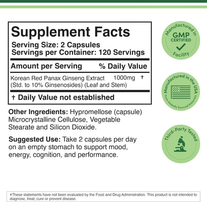 Double Wood, extracto de ginseng rojo coreano, Panax Ginseng 10% de ginsenósidos), 240 cápsulas veganas