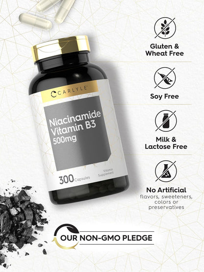 Carlyle - Cápsulas de niacinamida de 500 mg | 300 unidades